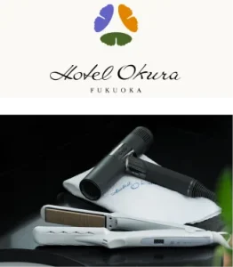 HOTEL Okura FUKUOKAのロゴとホテル外観の写真